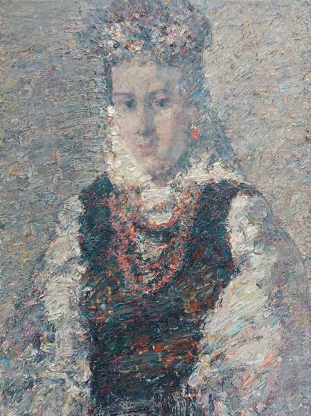 Портрет незнайомої в червоному намисті, полотно, олія, 80х60 см, Дмитро Коваль