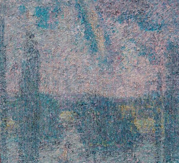 Хмари над Дніпром, полотно-олія, 40х40, 2023, Дмитро Коваль